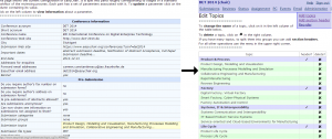 Screen Shots of Topic Definition in EasyChair