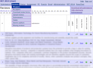 Screenshot of viewing all abstracts in EasyChair