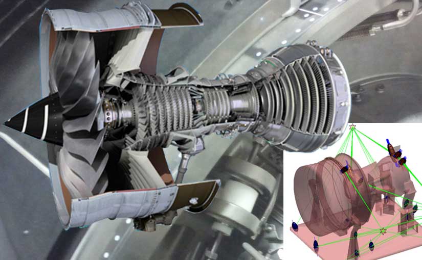 Gas turbine engine showing position of tooling used for product verification