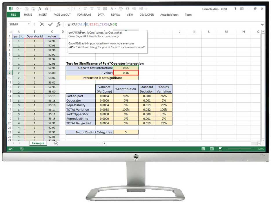 Gage R R Excel Add in Dr Jody Muelaner